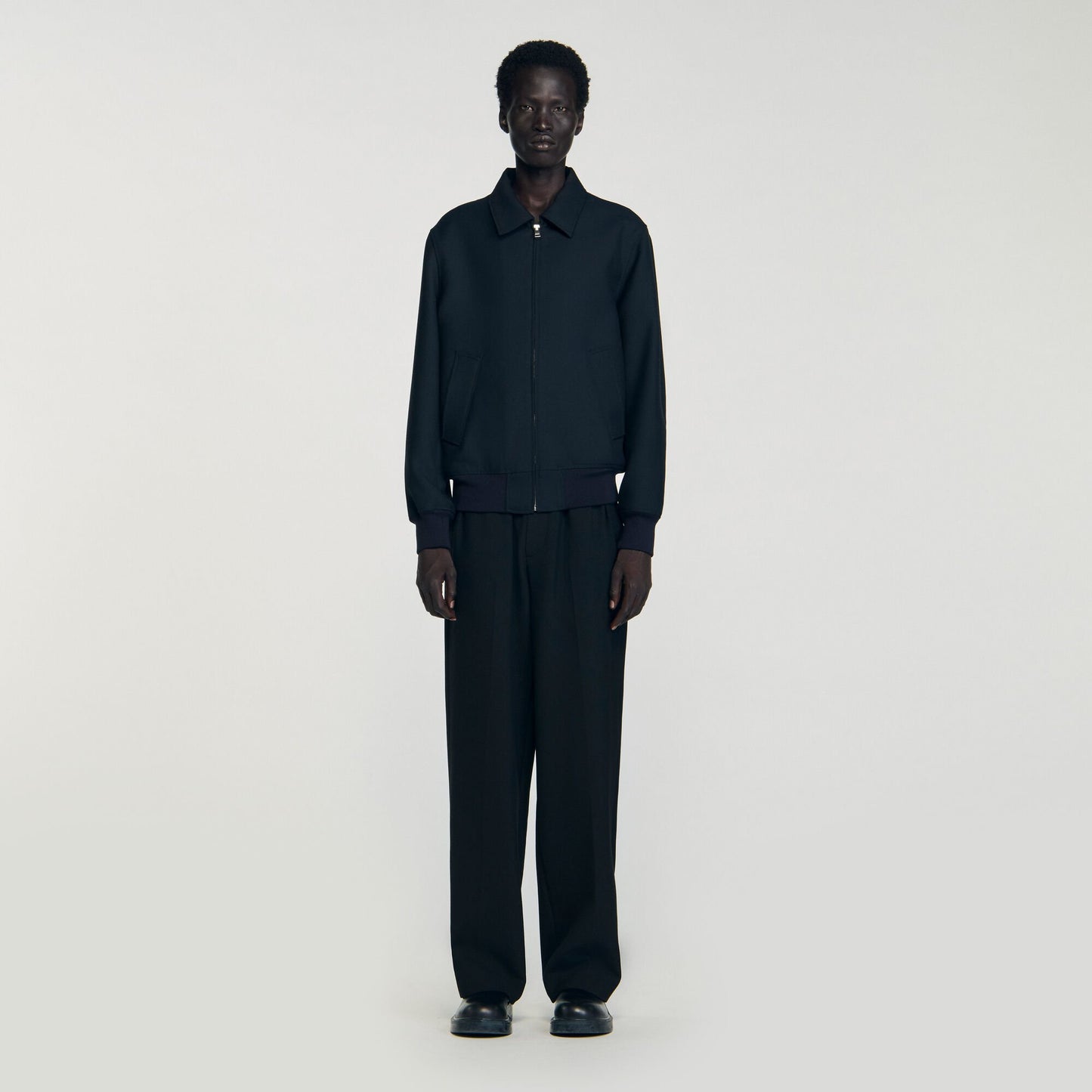 Sandro Casual zip-up jacket Navy Blue