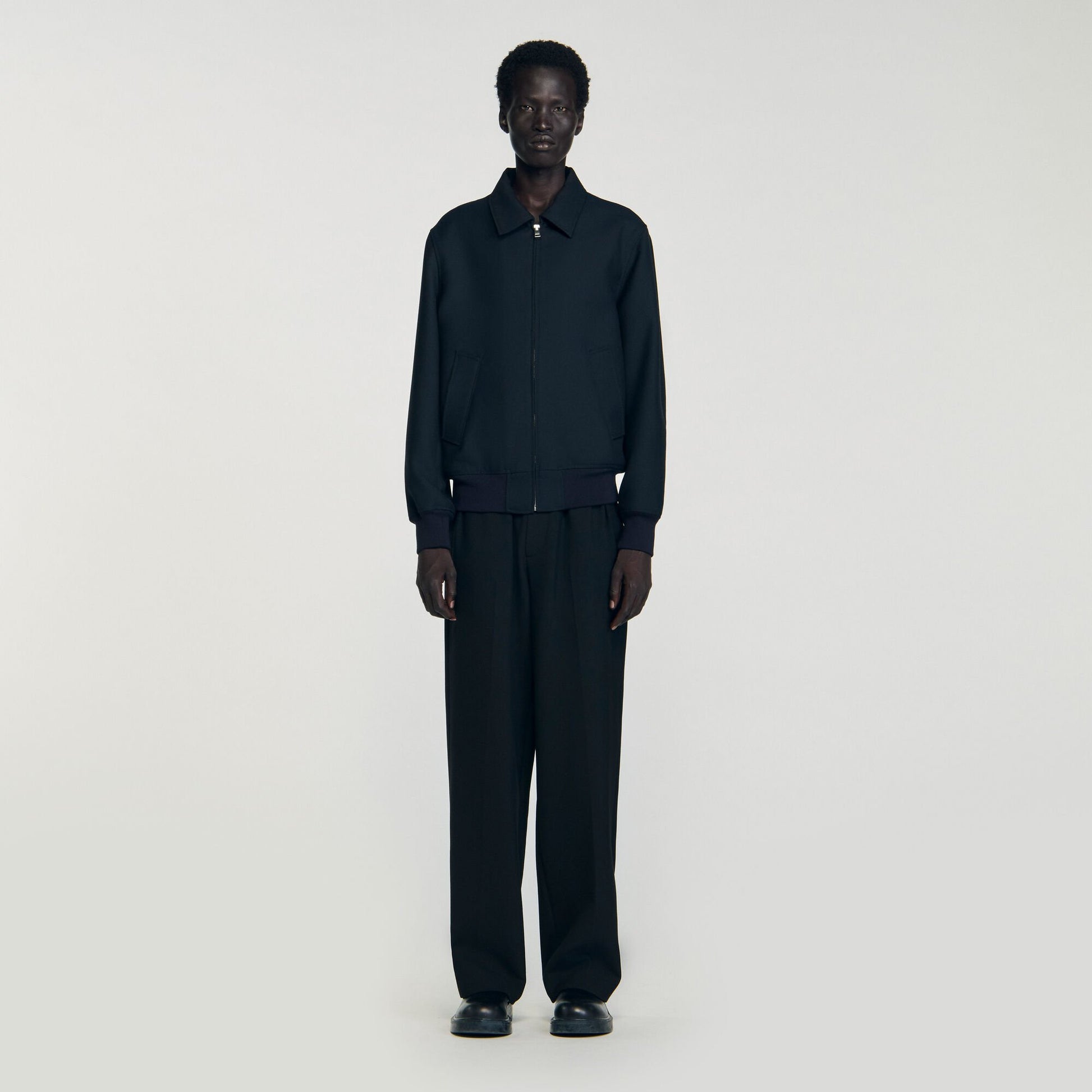 Sandro Casual zip-up jacket Navy Blue