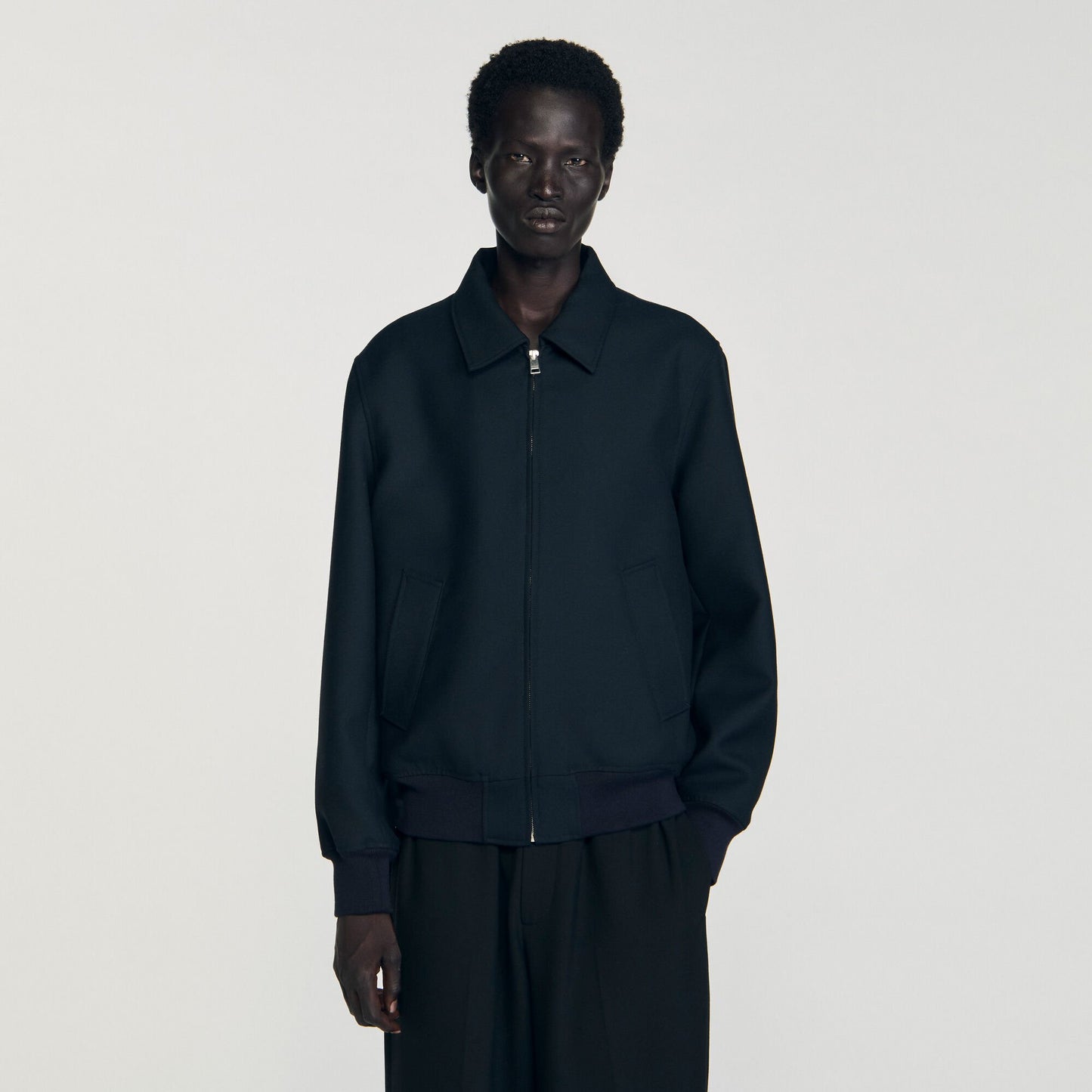 Sandro Casual zip-up jacket Navy Blue