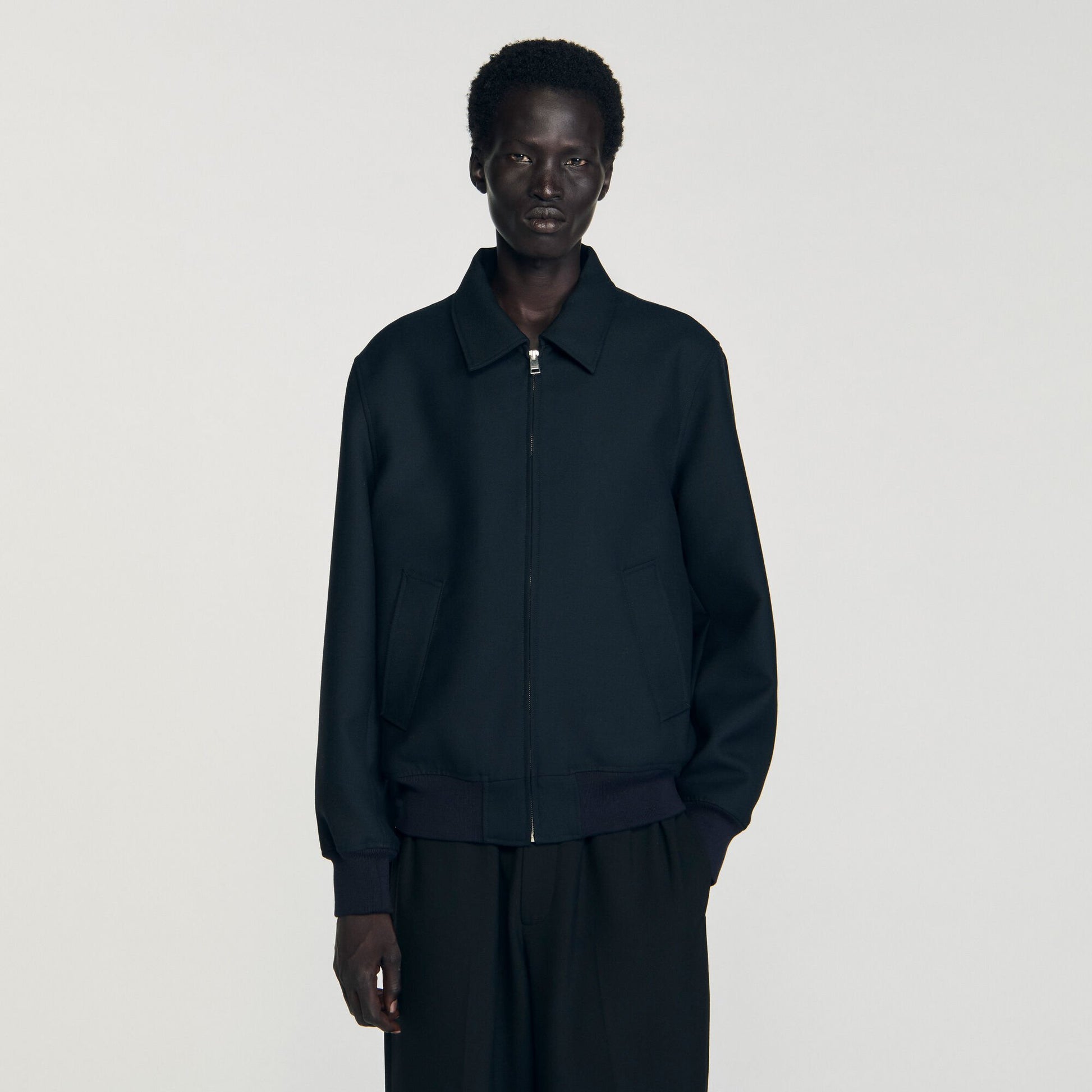 Sandro Casual zip-up jacket Navy Blue