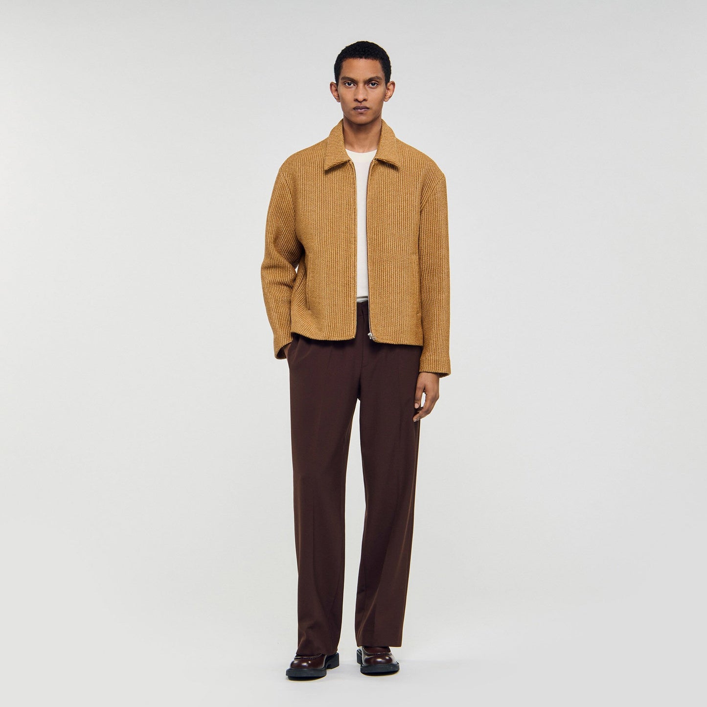 Sandro Woven raffia jacket Camel