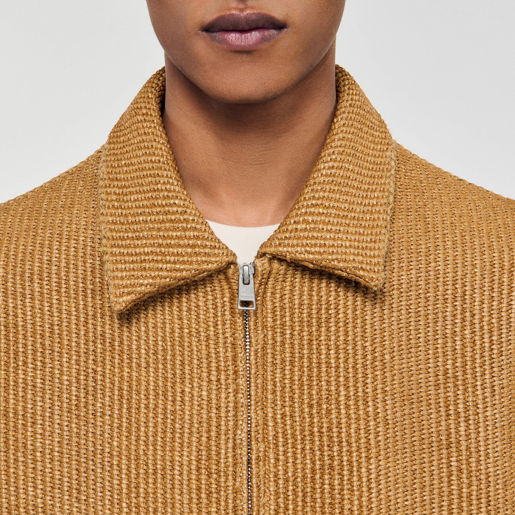 Sandro Woven raffia jacket Camel