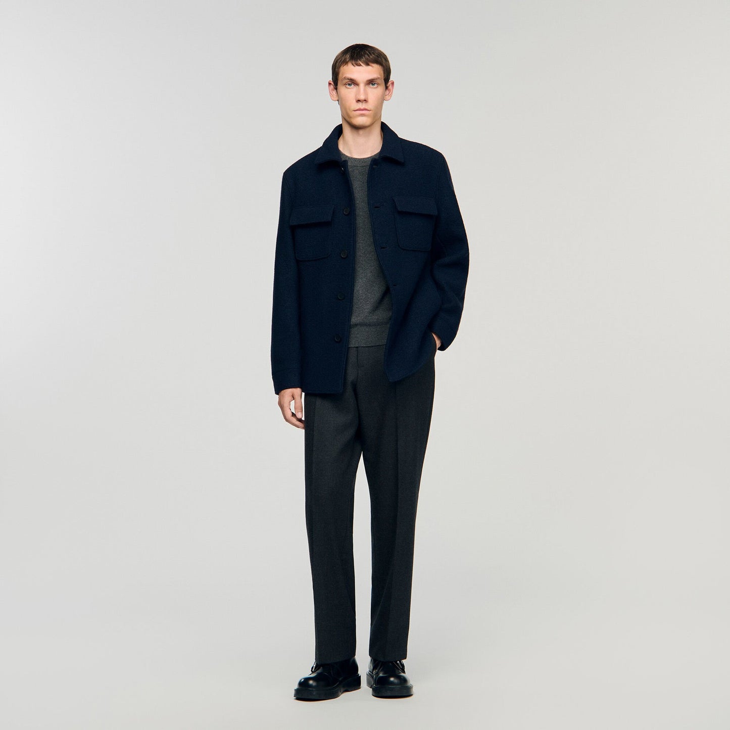 Sandro Wool overshirt Midnight Blue