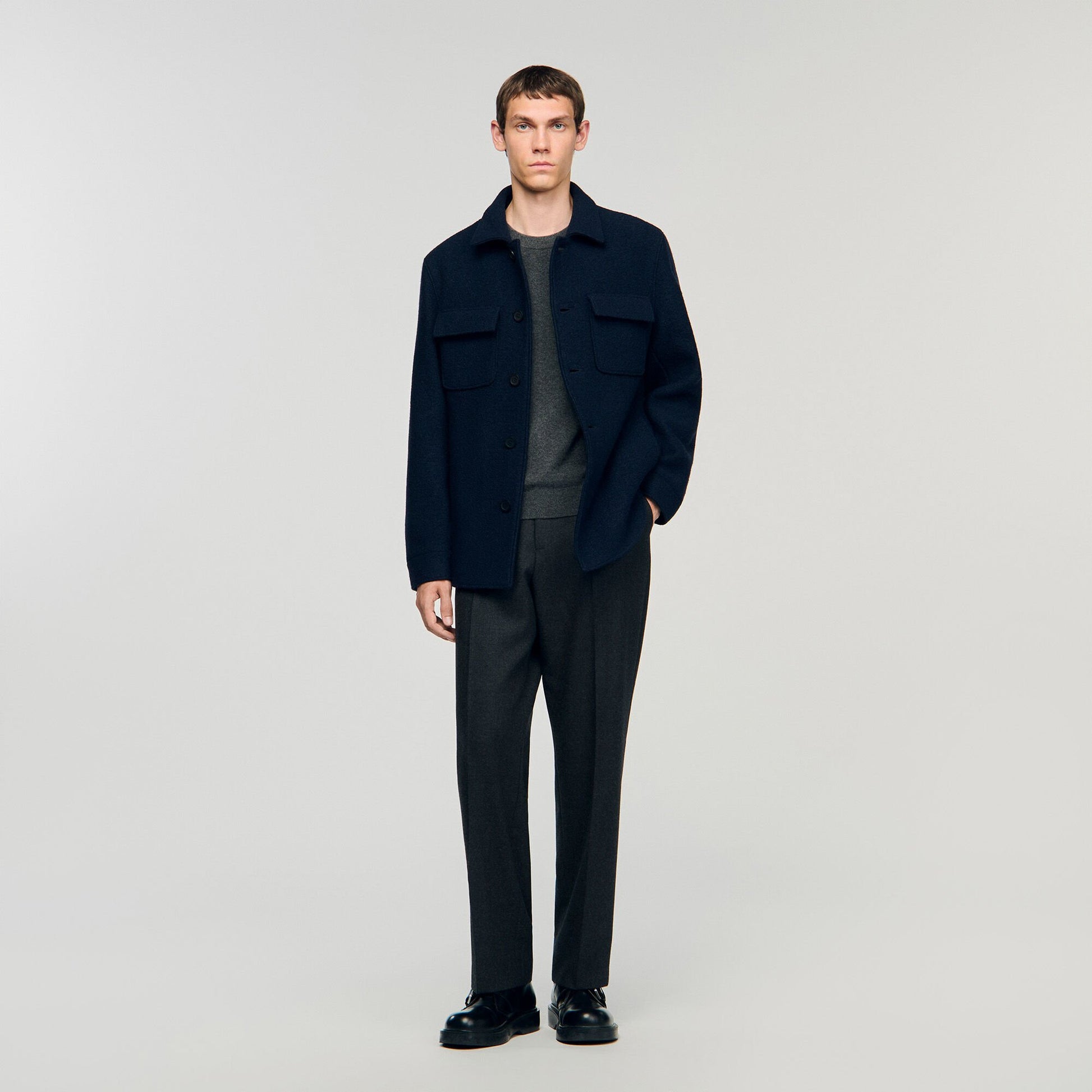 Sandro Wool overshirt Midnight Blue