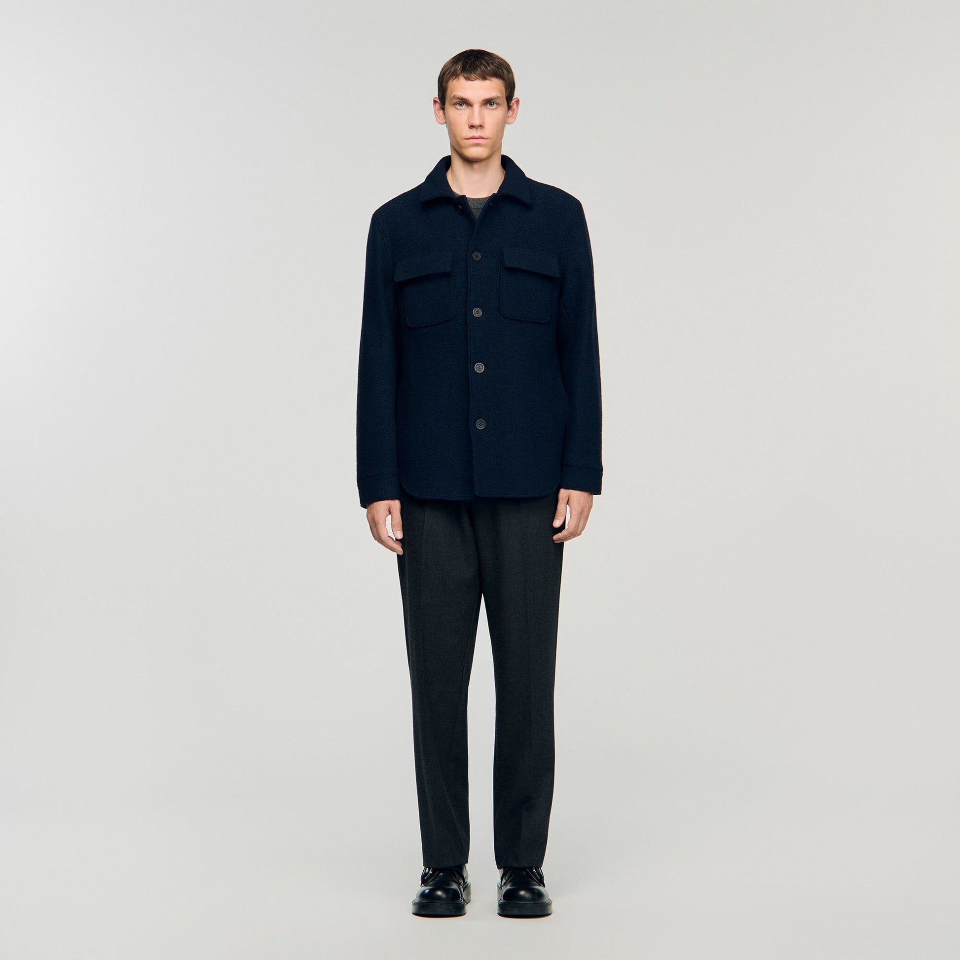 Sandro Wool overshirt Midnight Blue
