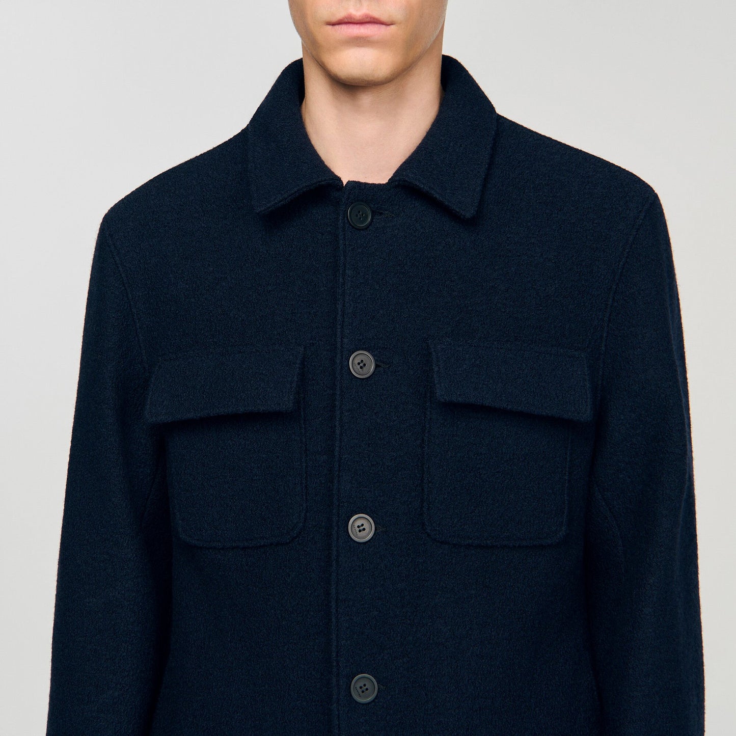 Sandro Wool overshirt Midnight Blue