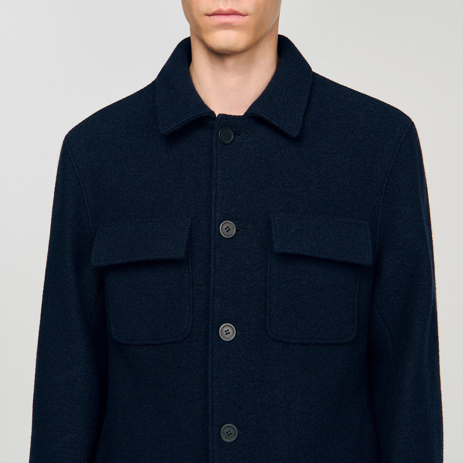 Sandro Wool overshirt Midnight Blue