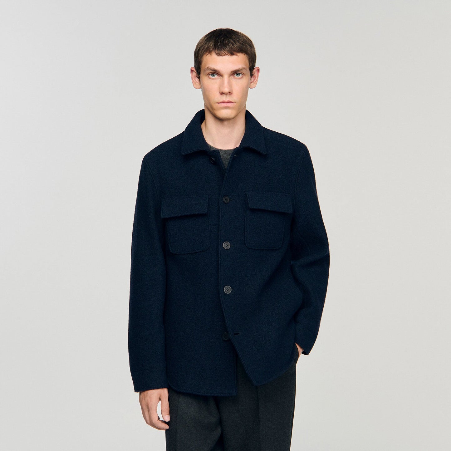 Sandro Wool overshirt Midnight Blue