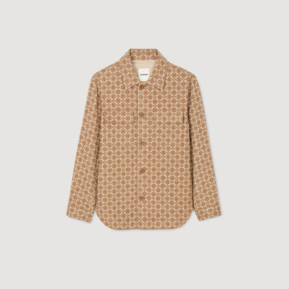 Sandro Square Cross jacquard overshirt Camel