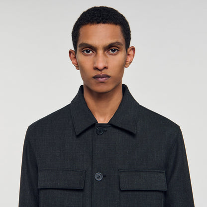 Sandro Wool overshirt with pockets Dark Grey