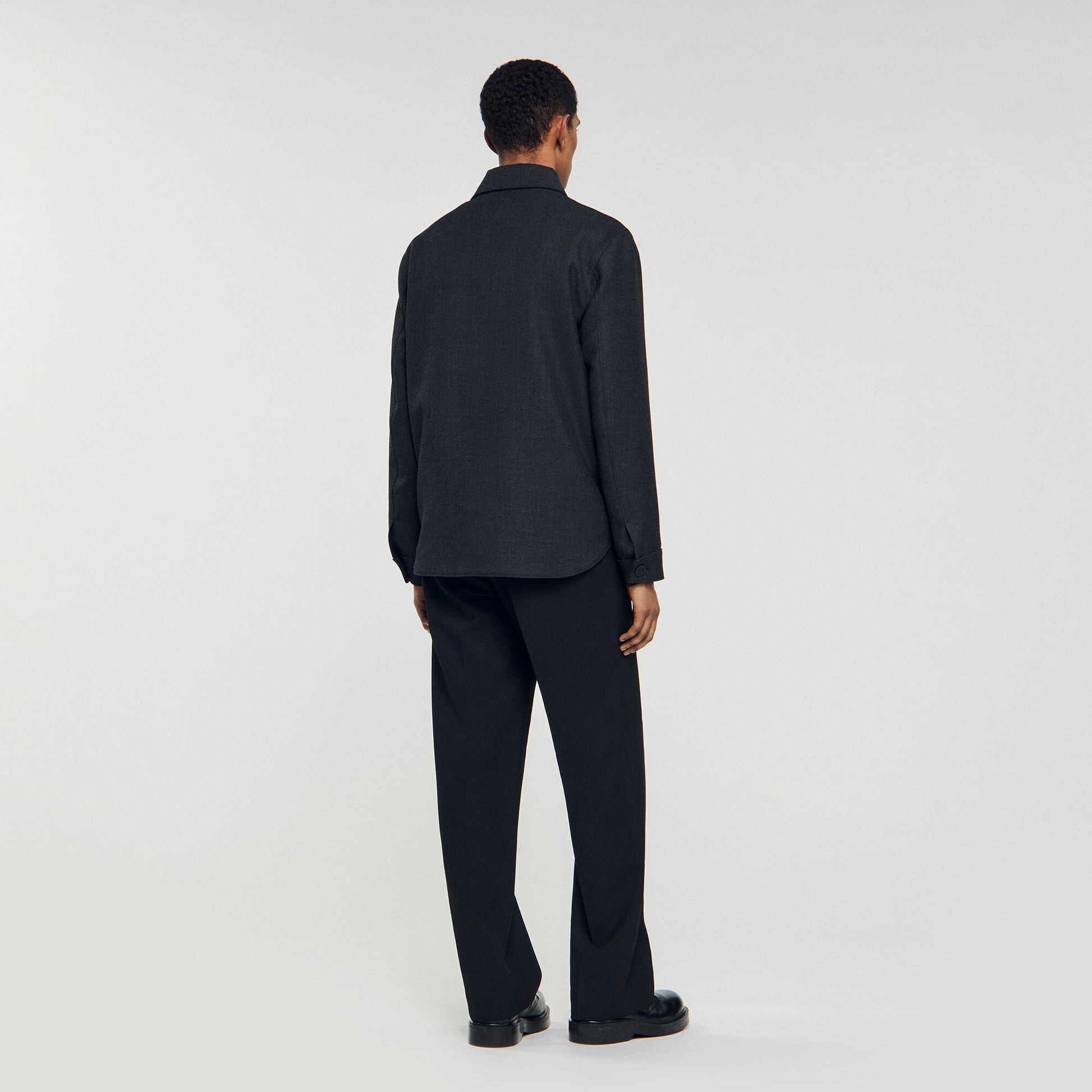 Sandro Wool overshirt with pockets Dark Grey