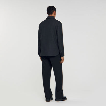 Sandro Wool overshirt with pockets Dark Grey