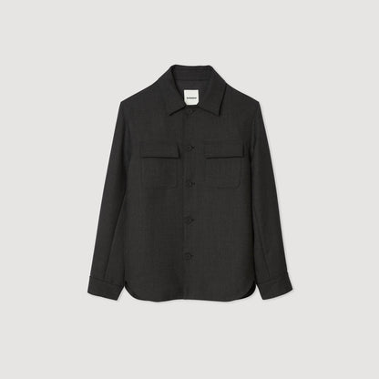 Sandro Wool overshirt with pockets Dark Grey