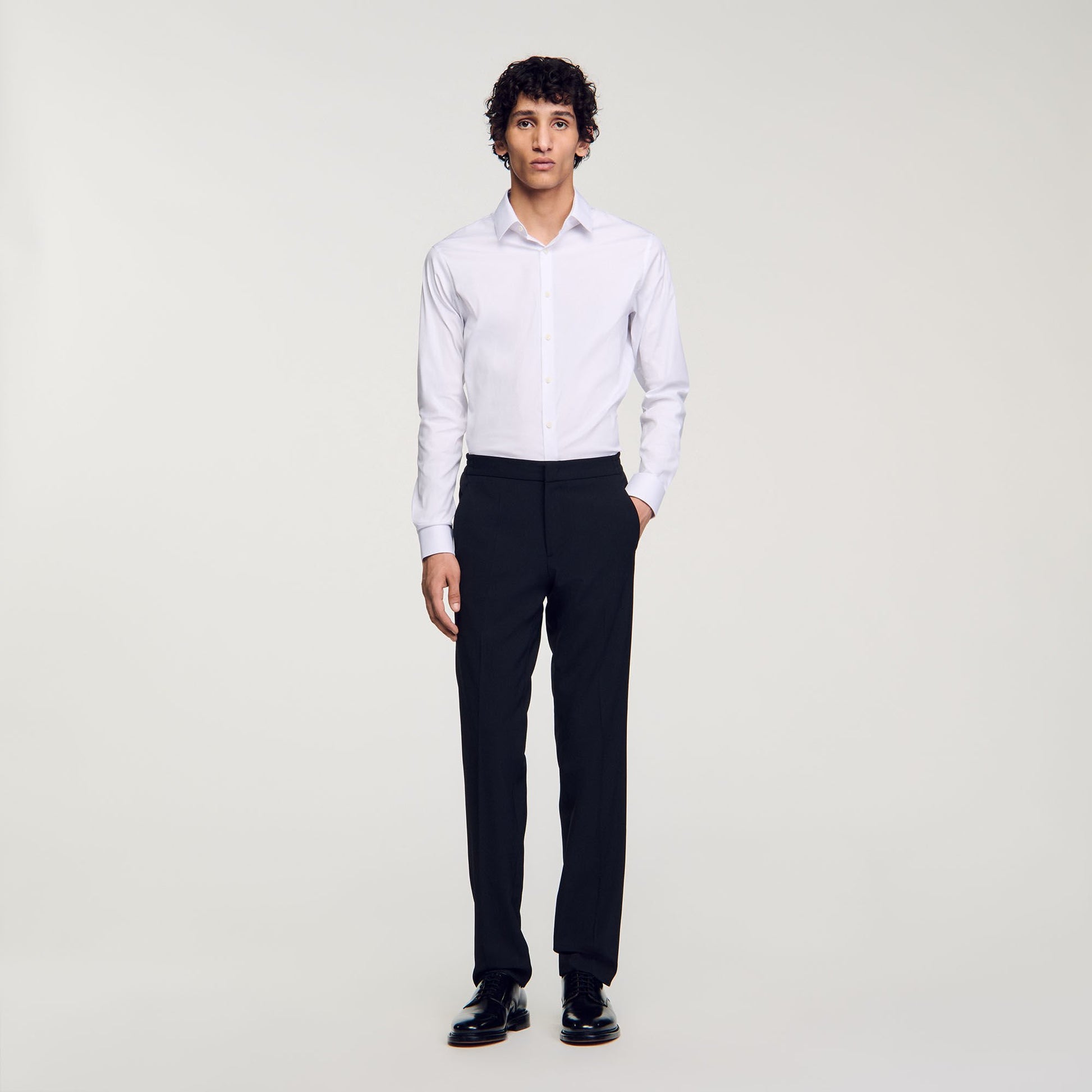 Sandro Fitted stretch cotton shirt White