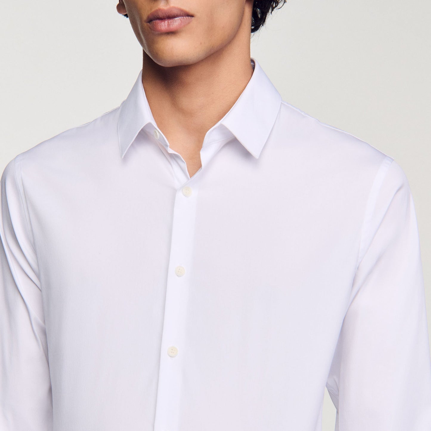 Sandro Fitted stretch cotton shirt White