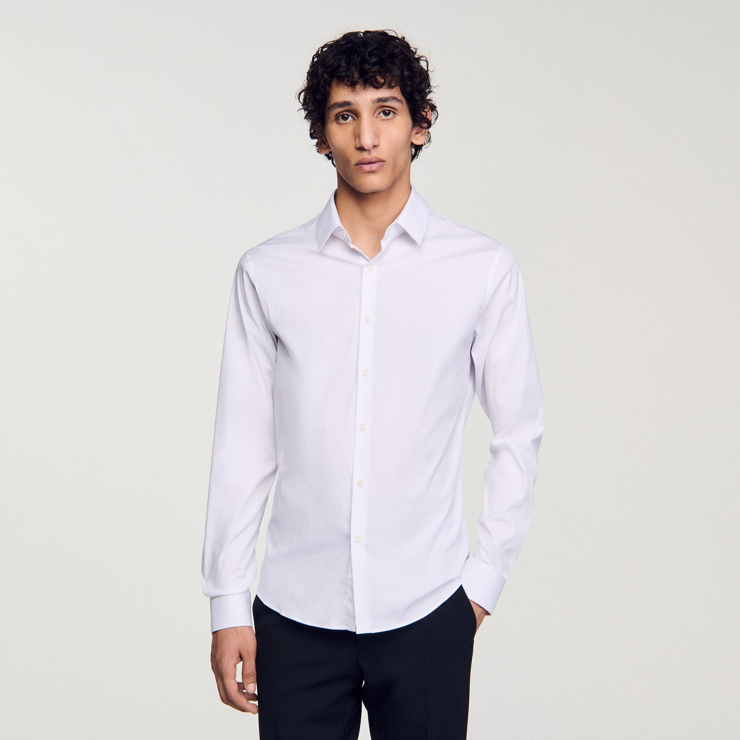 Sandro Fitted stretch cotton shirt White