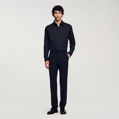 Sandro Fitted stretch cotton shirt Black
