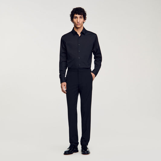 Sandro Fitted stretch cotton shirt Black