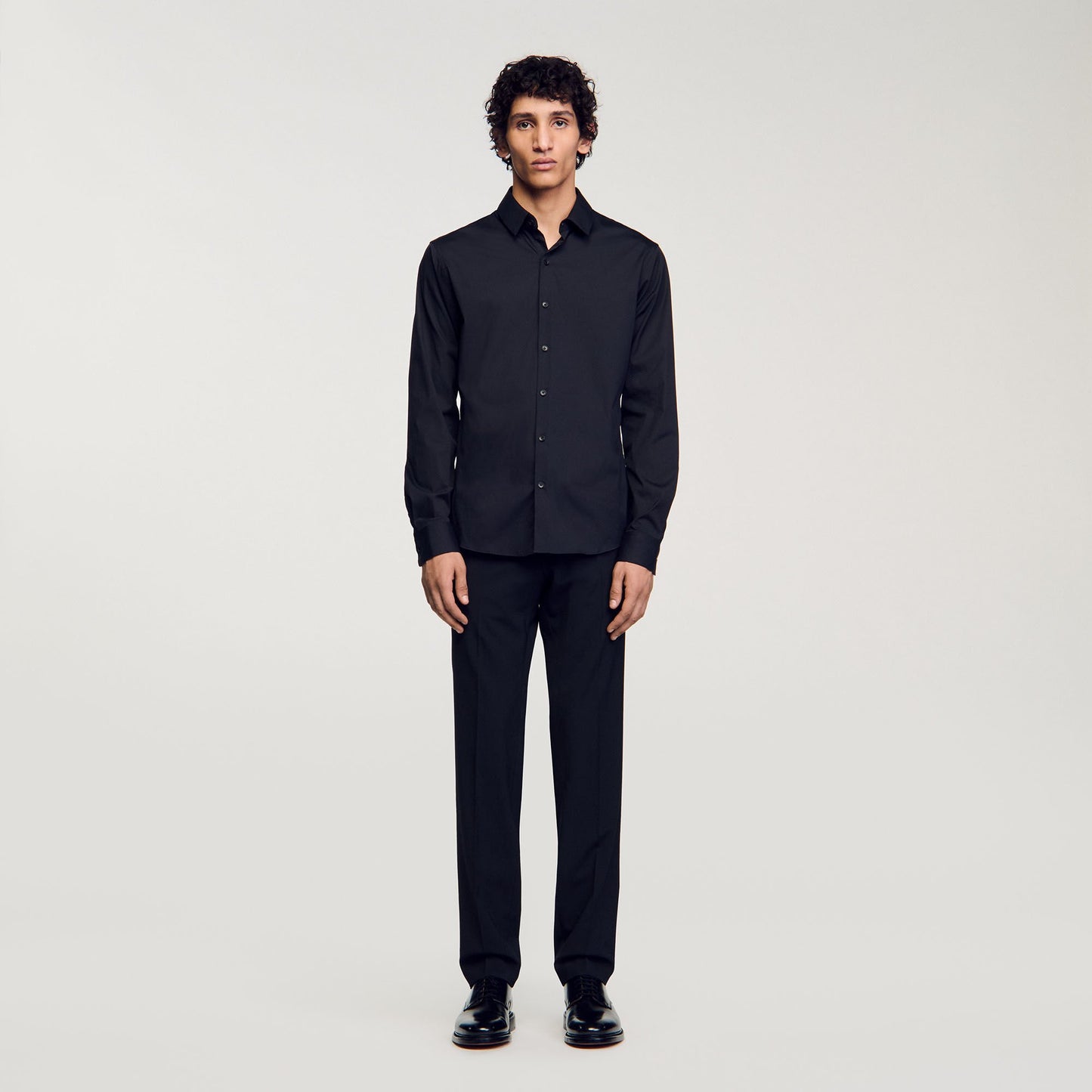 Sandro Fitted stretch cotton shirt Black