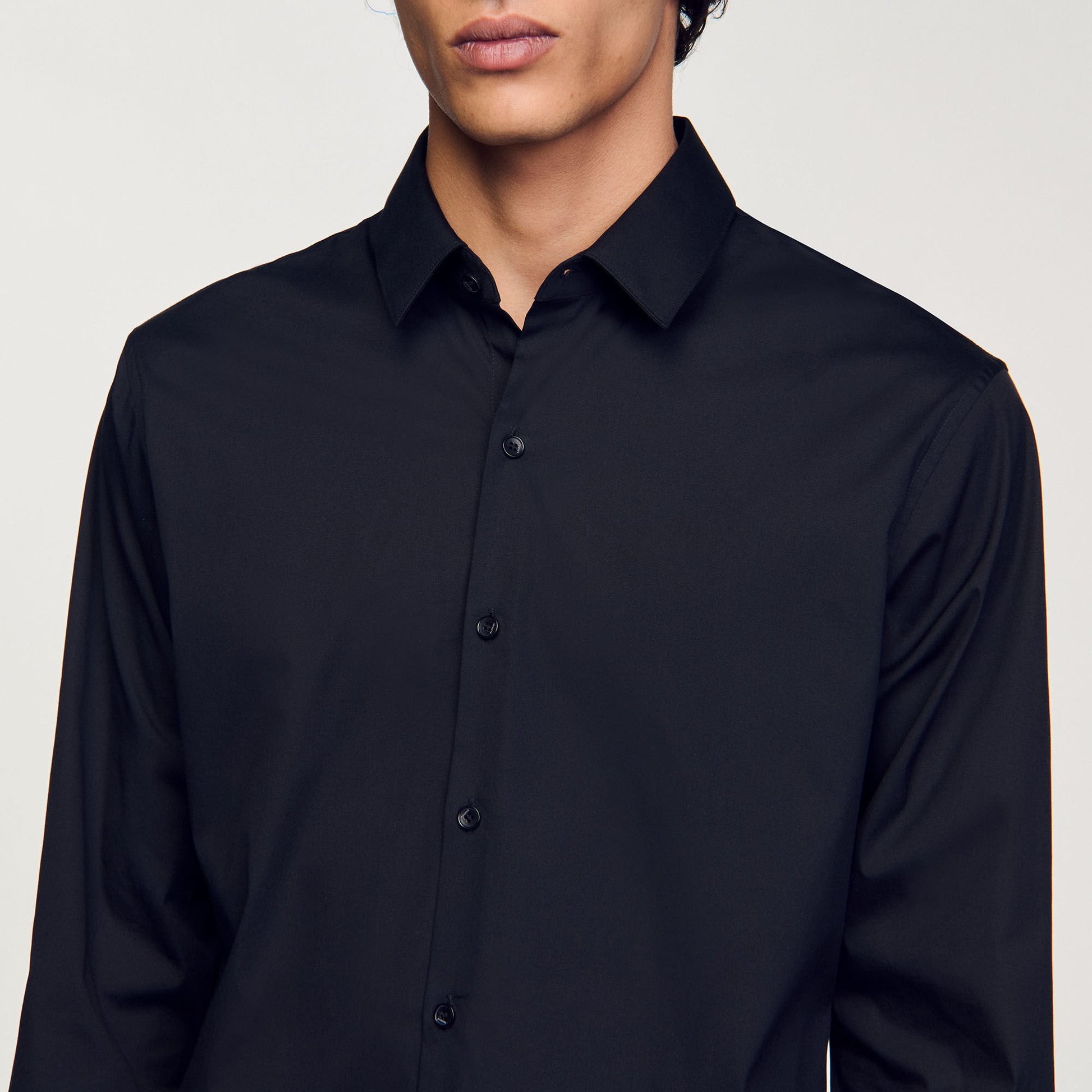 Sandro Fitted stretch cotton shirt Black