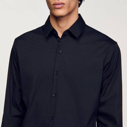 Sandro Fitted stretch cotton shirt Black