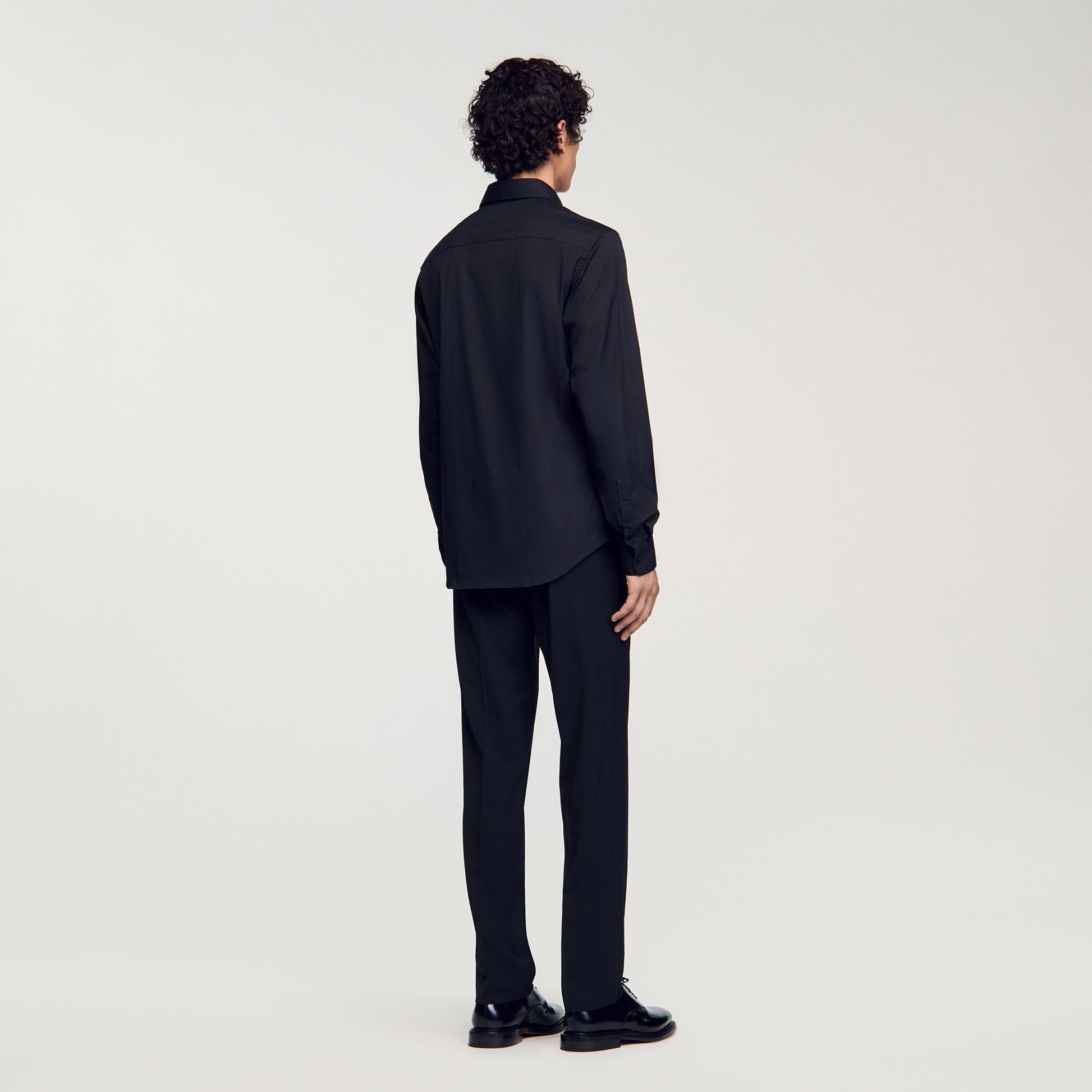 Sandro Fitted stretch cotton shirt Black