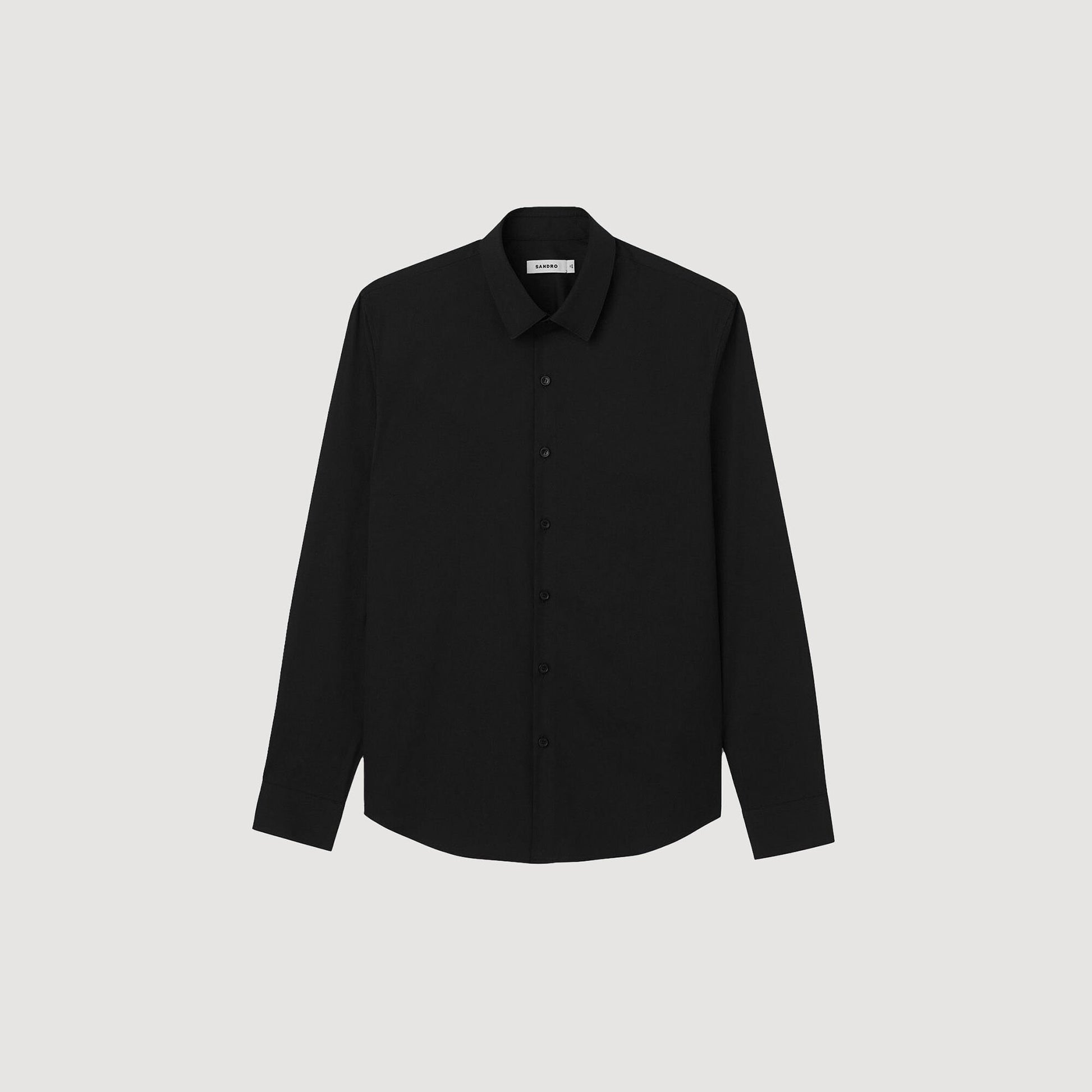 Sandro Fitted stretch cotton shirt Black