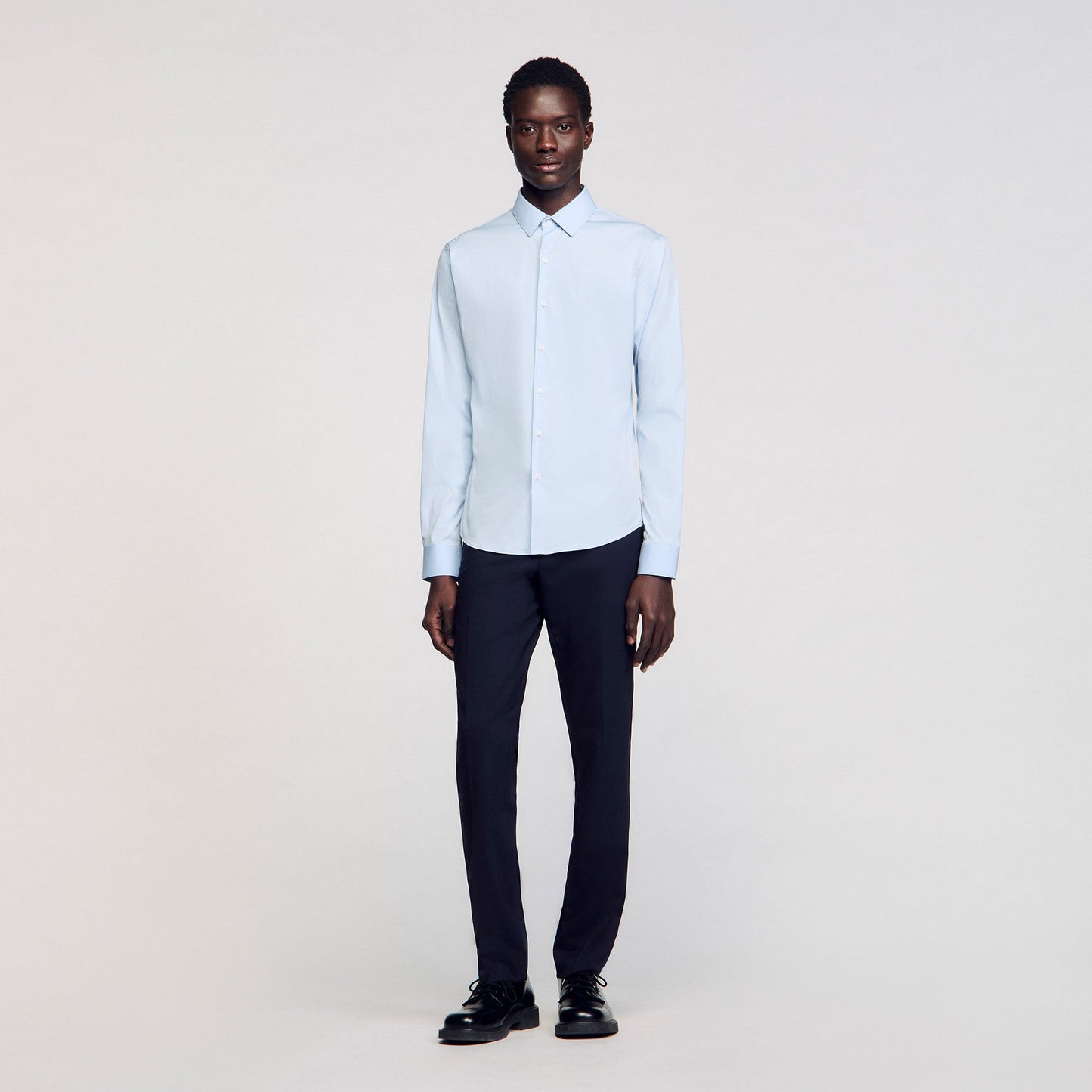 Sandro Fitted stretch cotton shirt Sky Blue