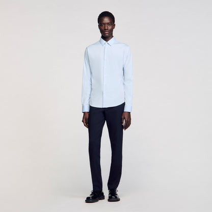 Sandro Fitted stretch cotton shirt Sky Blue