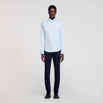 Sandro Fitted stretch cotton shirt Sky Blue