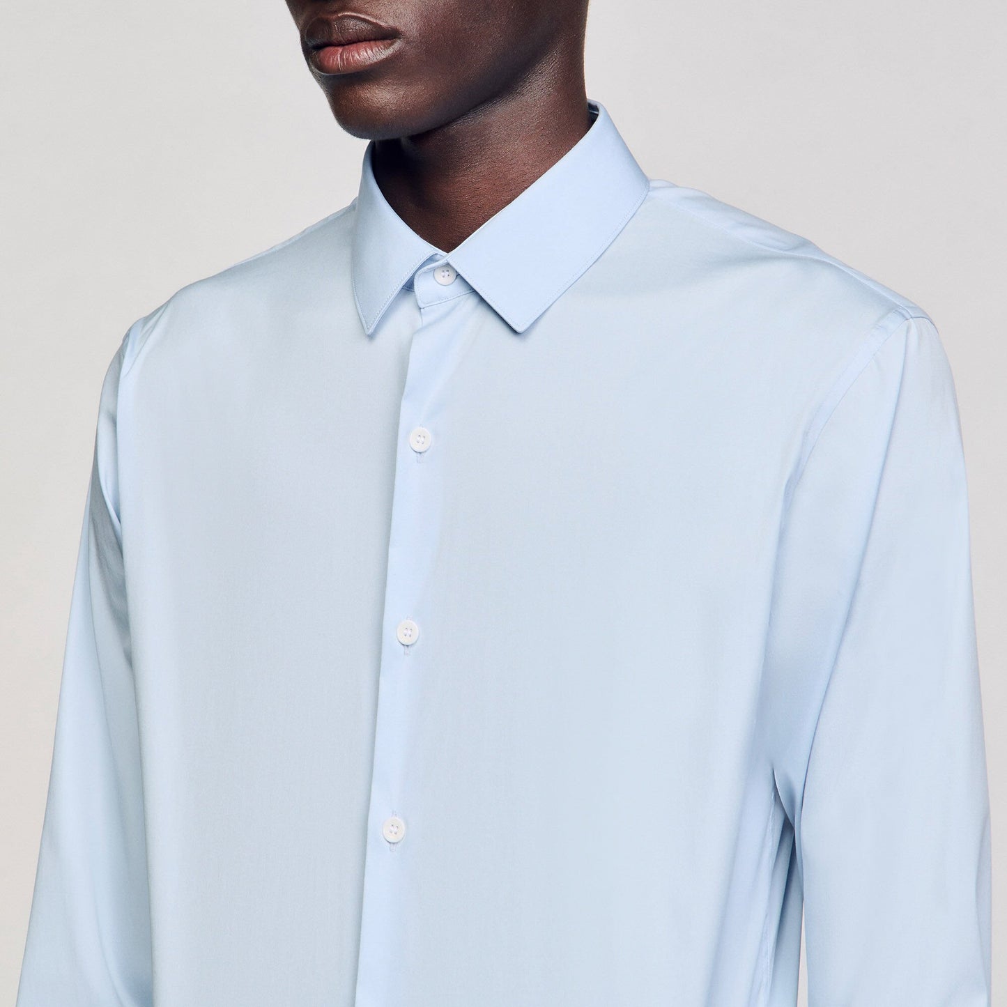 Sandro Fitted stretch cotton shirt Sky Blue