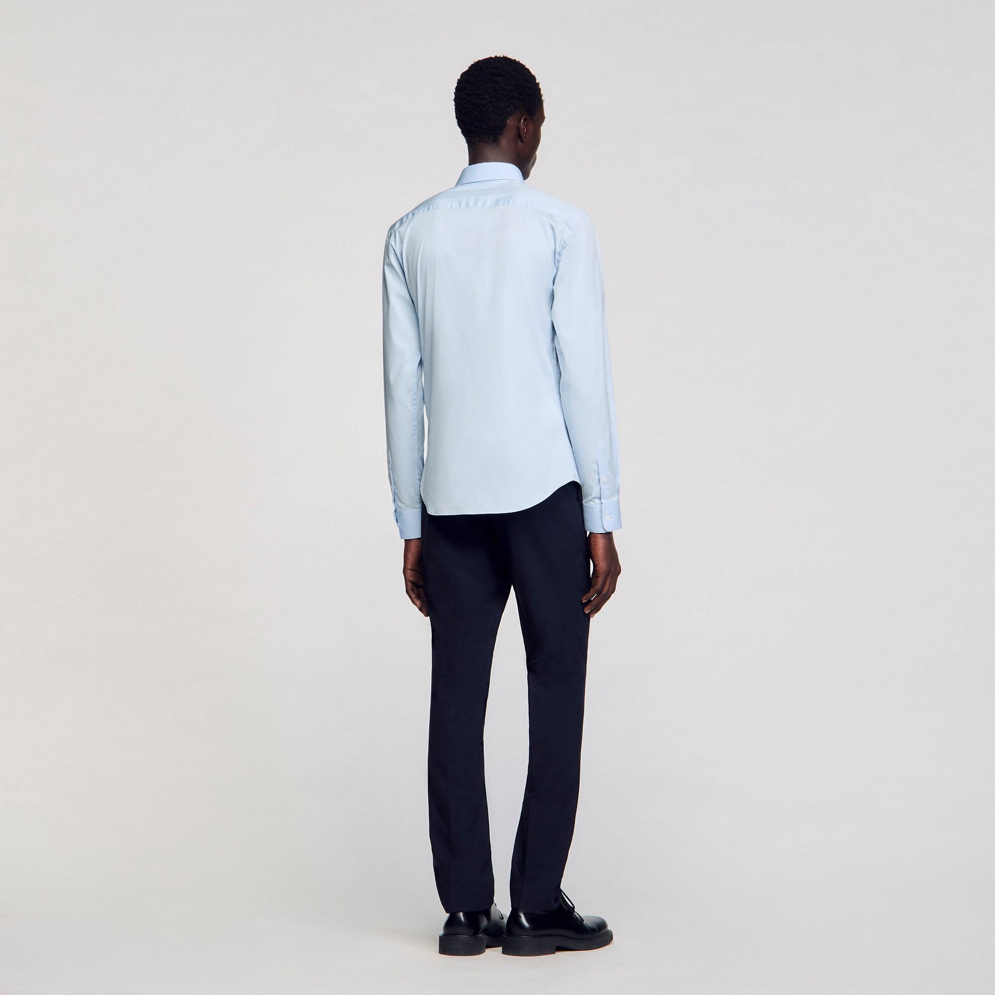 Sandro Fitted stretch cotton shirt Sky Blue