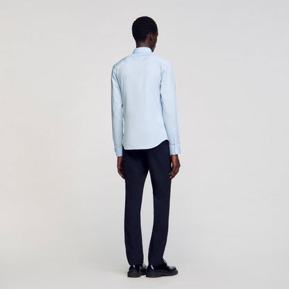 Sandro Fitted stretch cotton shirt Sky Blue