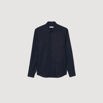 Sandro Fitted stretch cotton shirt Navy Blue