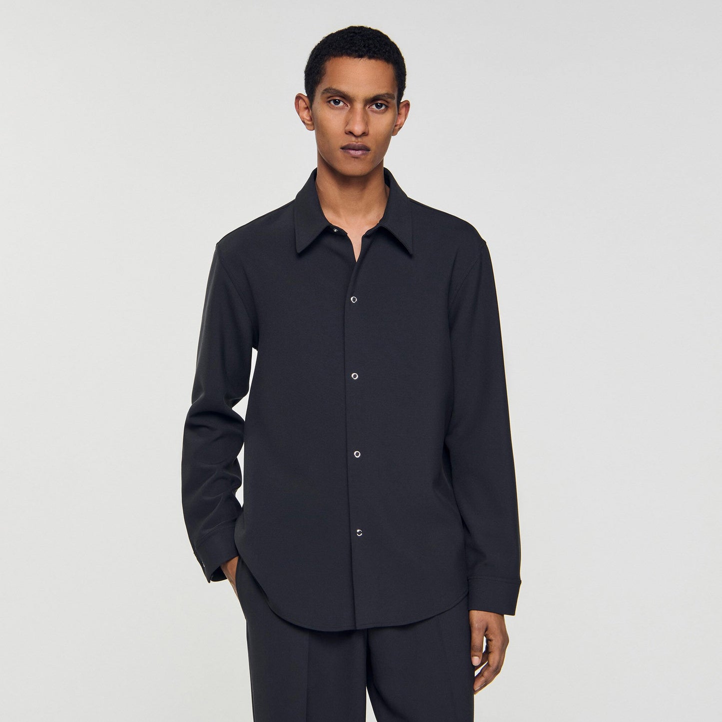 Sandro Long-sleeved jersey shirt Dark Grey