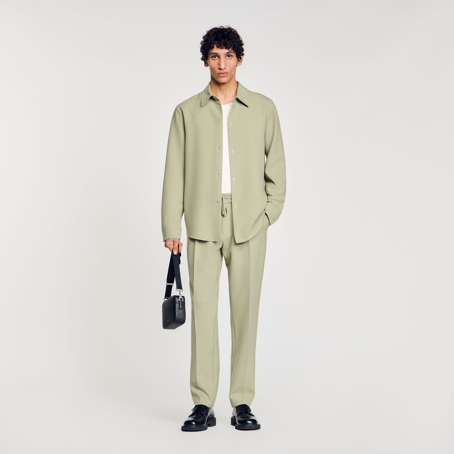 Sandro Long-sleeved jersey shirt Light Kaki.