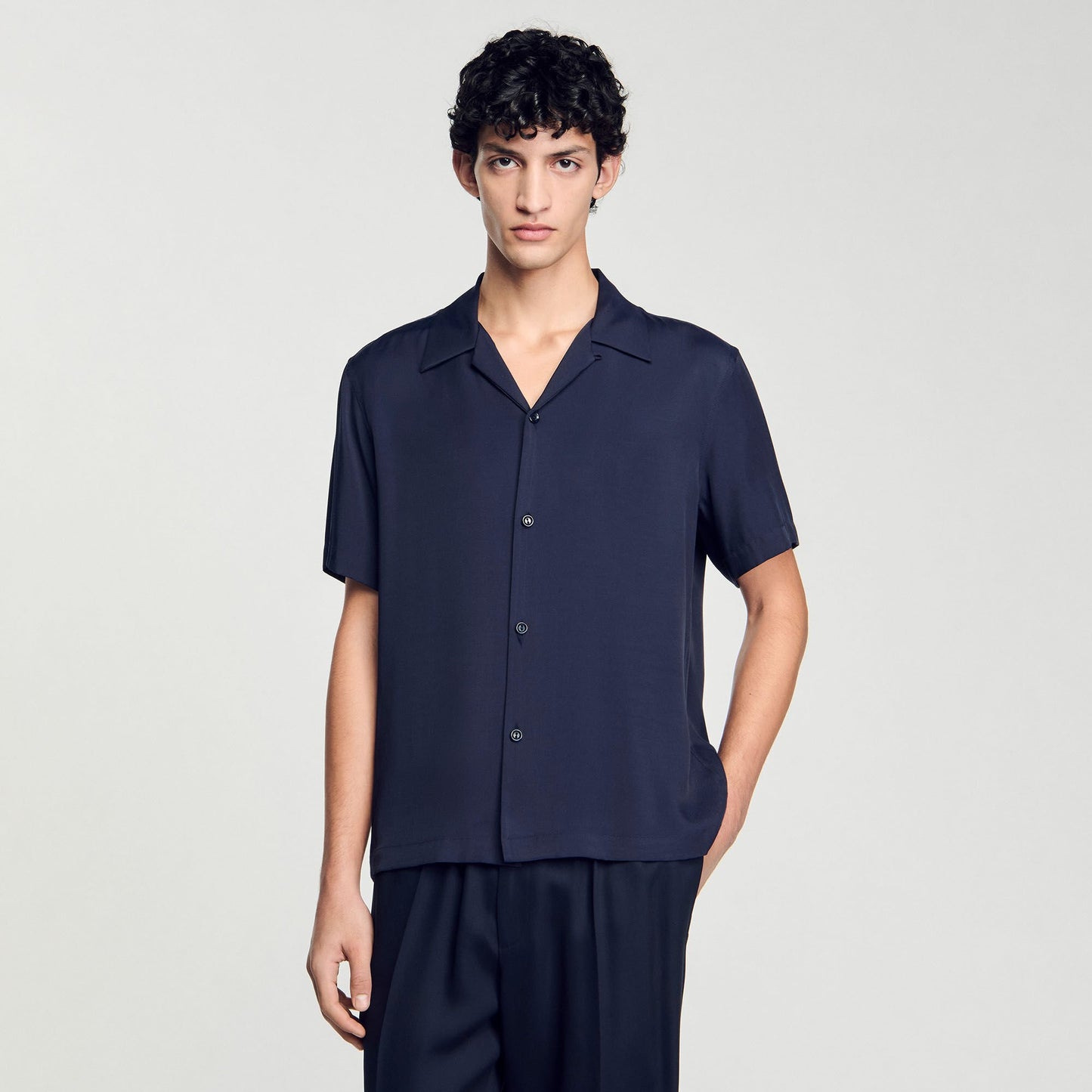 Sandro Shark collar shirt Midnight Blue