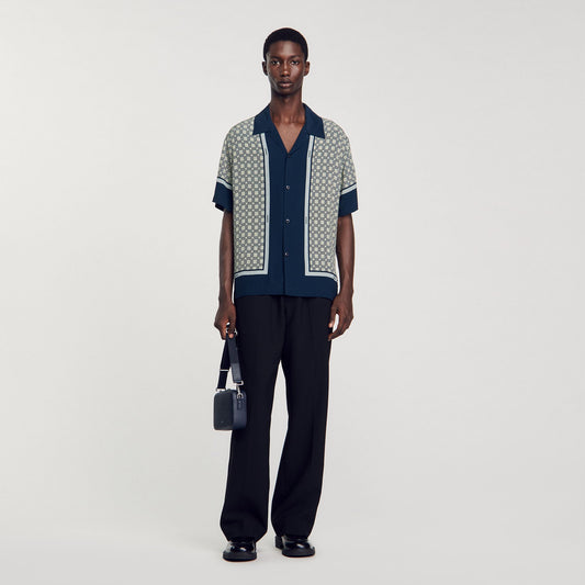 Sandro Short-sleeved patterned shirt Dark Blue