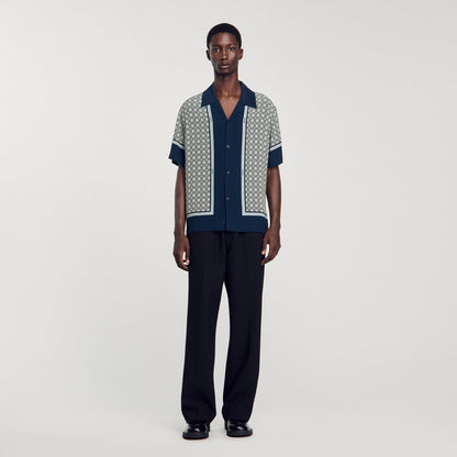 Sandro Short-sleeved patterned shirt Dark Blue