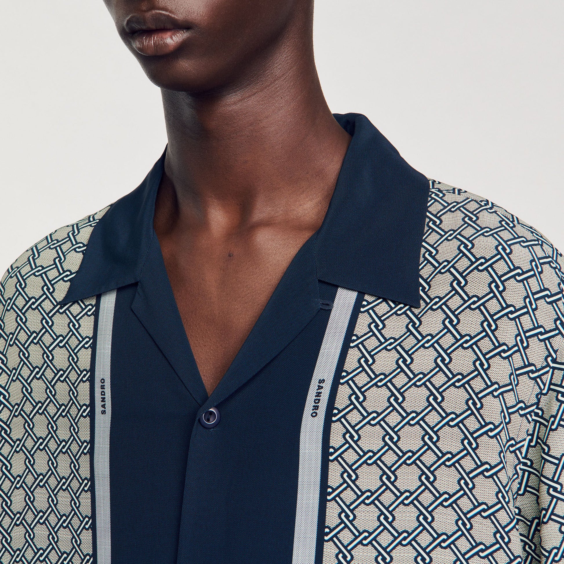 Sandro Short-sleeved patterned shirt Dark Blue