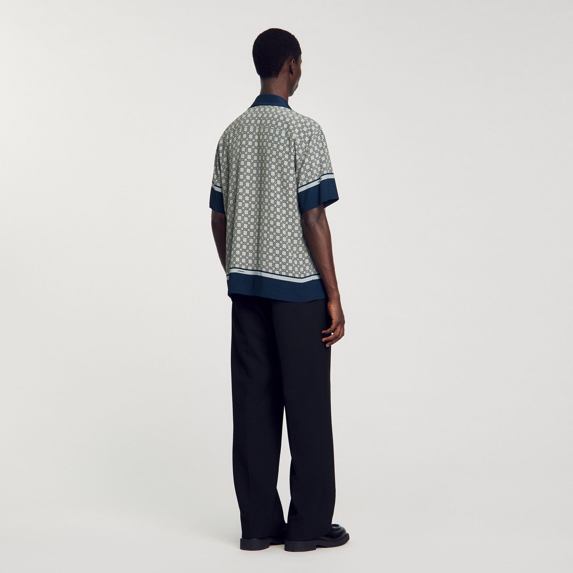 Sandro Short-sleeved patterned shirt Dark Blue