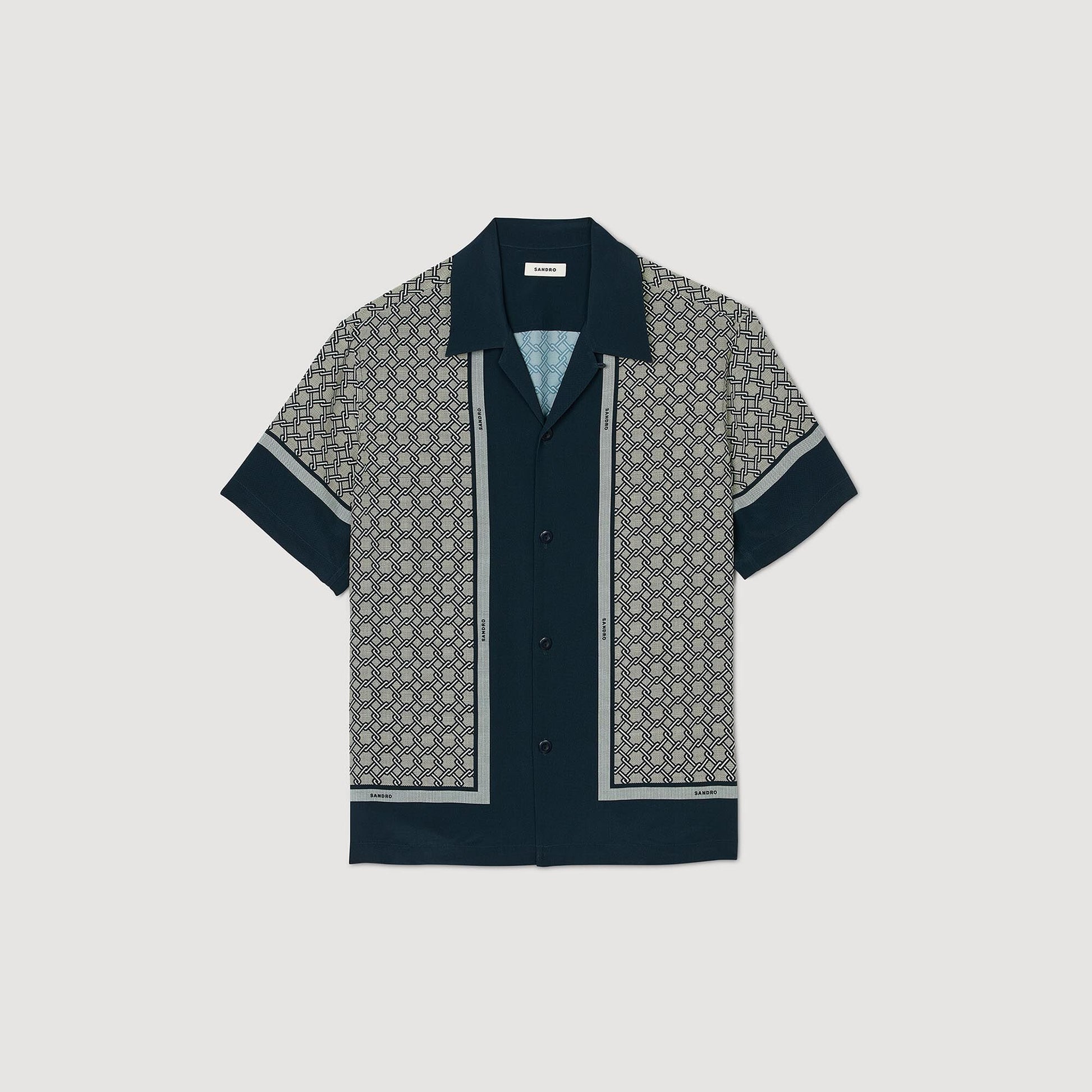Sandro Short-sleeved patterned shirt Dark Blue