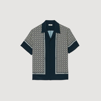 Sandro Short-sleeved patterned shirt Dark Blue