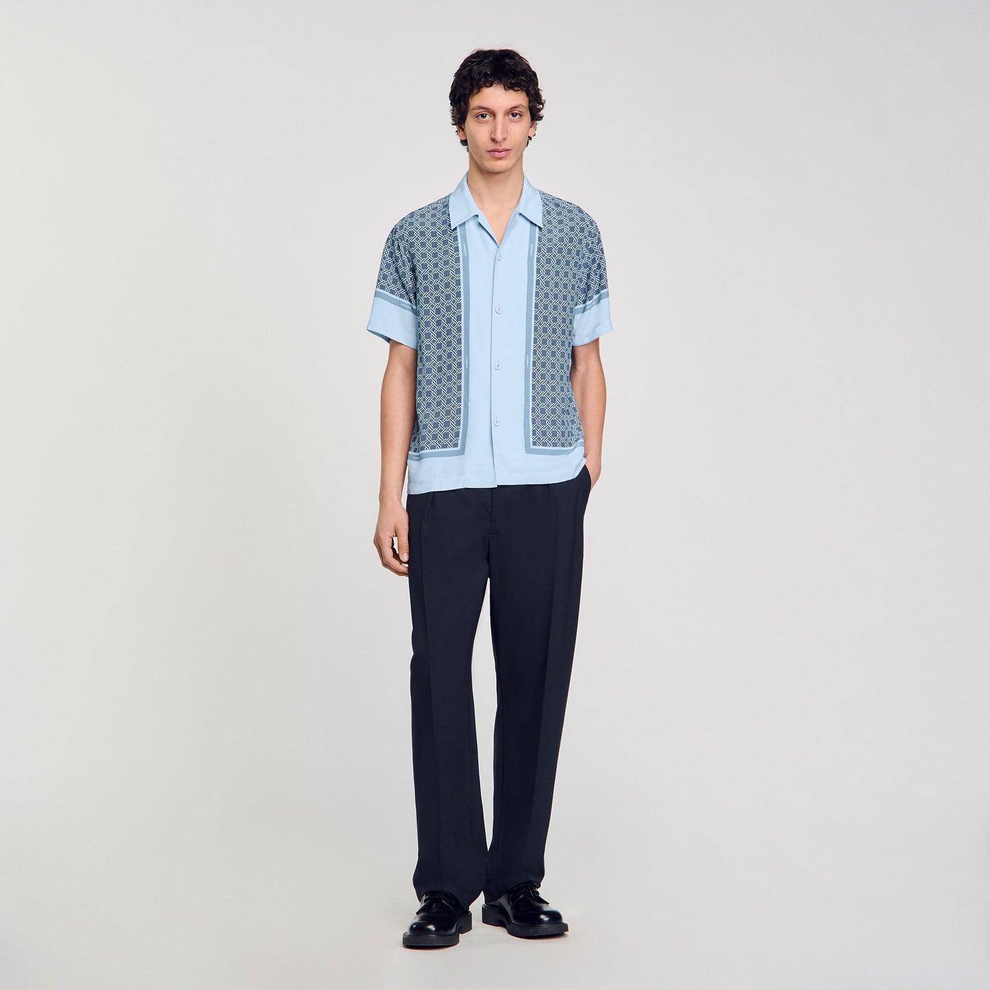 Sandro Short-sleeved patterned shirt Chambray