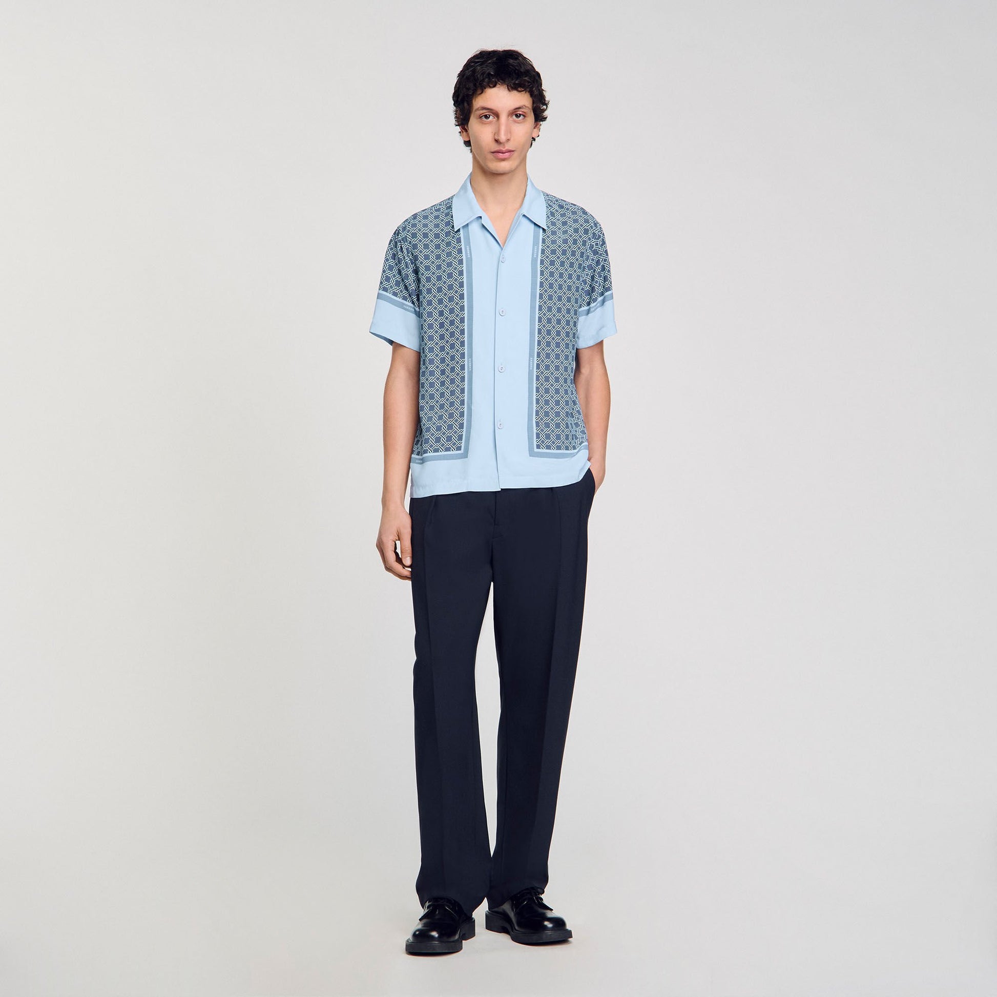 Sandro Short-sleeved patterned shirt Chambray