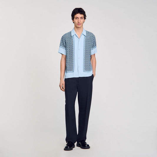 Sandro Short-sleeved patterned shirt Chambray