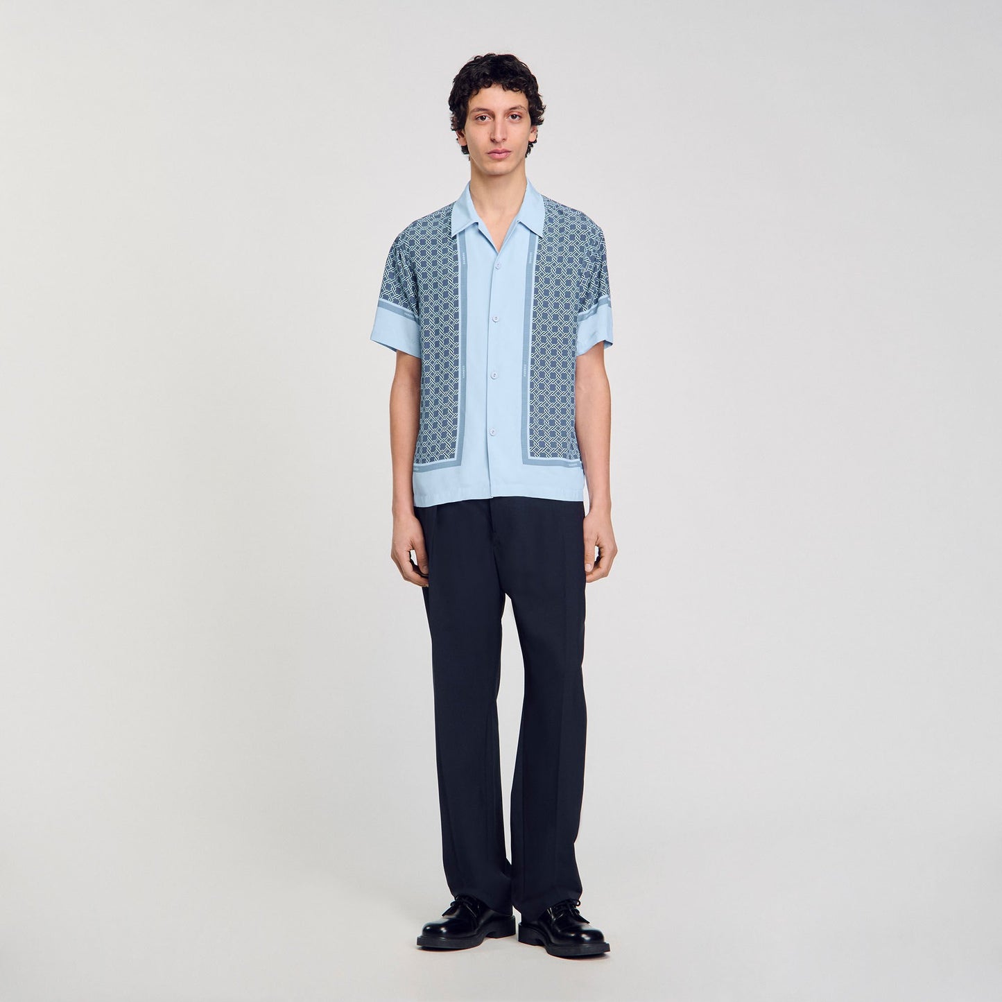 Sandro Short-sleeved patterned shirt Chambray
