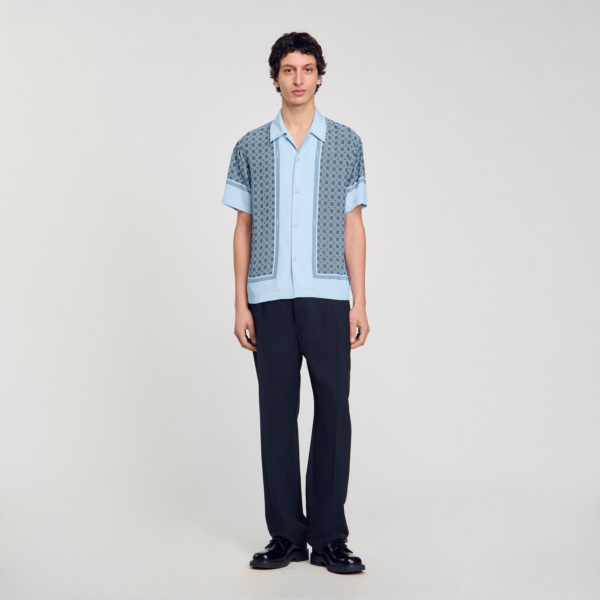 Sandro Short-sleeved patterned shirt Chambray