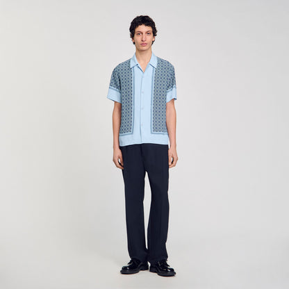 Sandro Short-sleeved patterned shirt Chambray