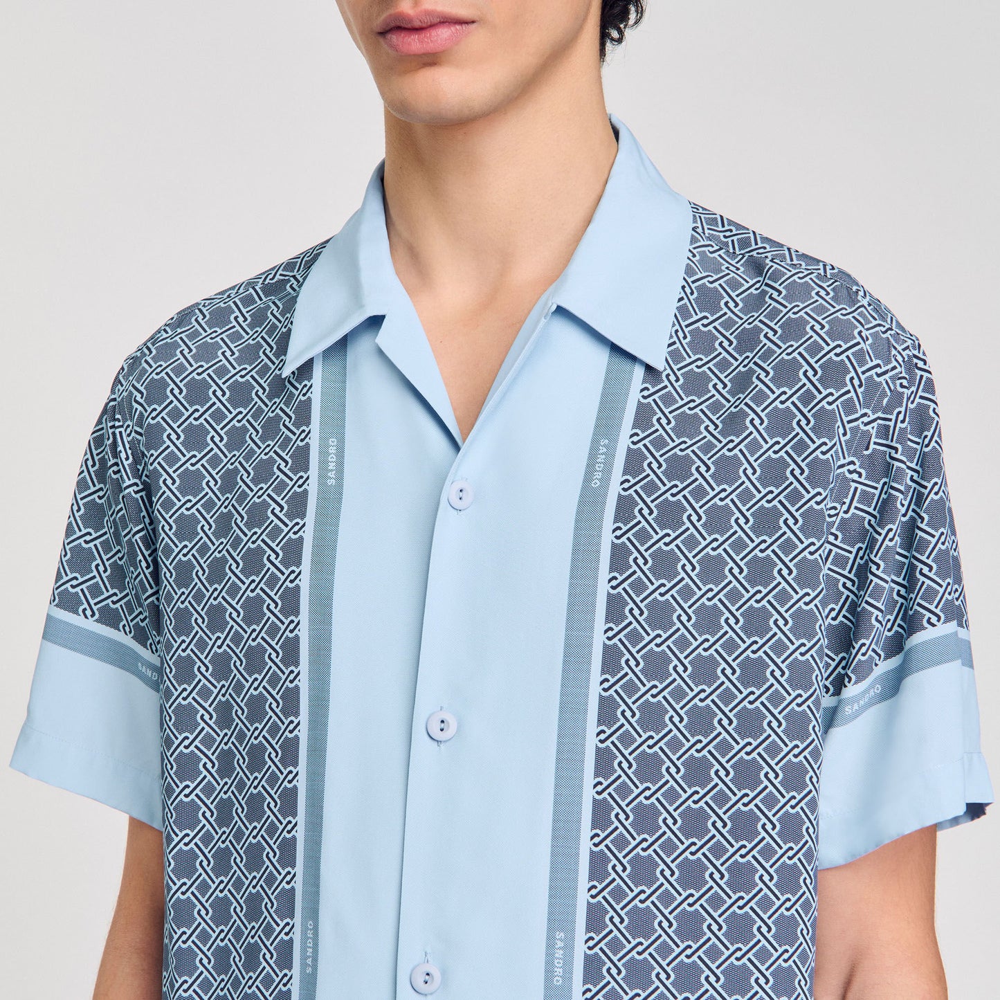 Sandro Short-sleeved patterned shirt Chambray